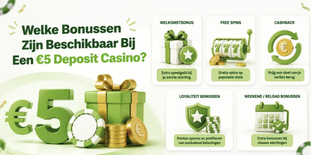 Welke Bonussen Zijn Beschikbaar Bij Een €5 Deposit Casino